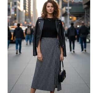 NWT DKNY classic style black and white wrap skirt
